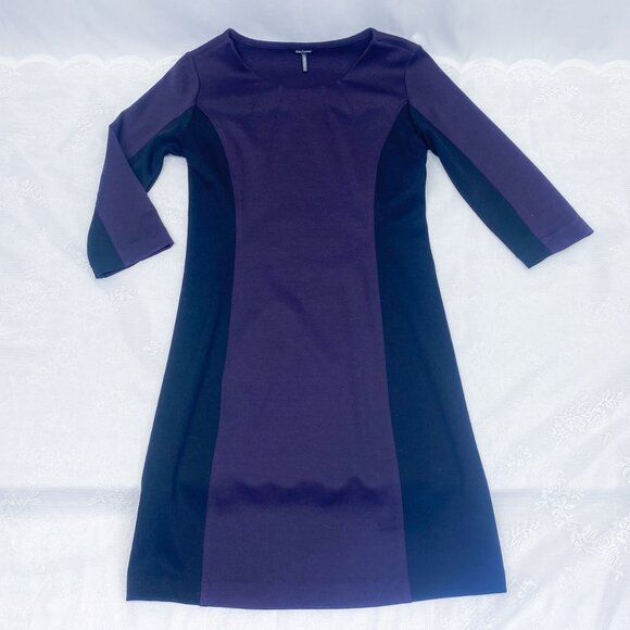 Women's Daisy Fuentes Knit Sweater Dress Deep Purple Black Small - Picture 7 of 10